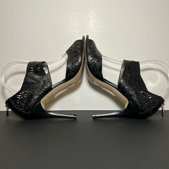 Womens SAM EDELMAN Alva Black Leather Heels / Size 9 Medium - Picture 6 of 8